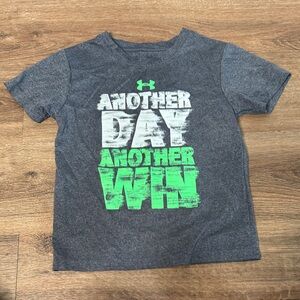 Under Armour Gray Tee with Neon Green & White 'Another Day Another Win' Graphic